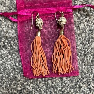 Gold & Orange Tassel Drop Earrings